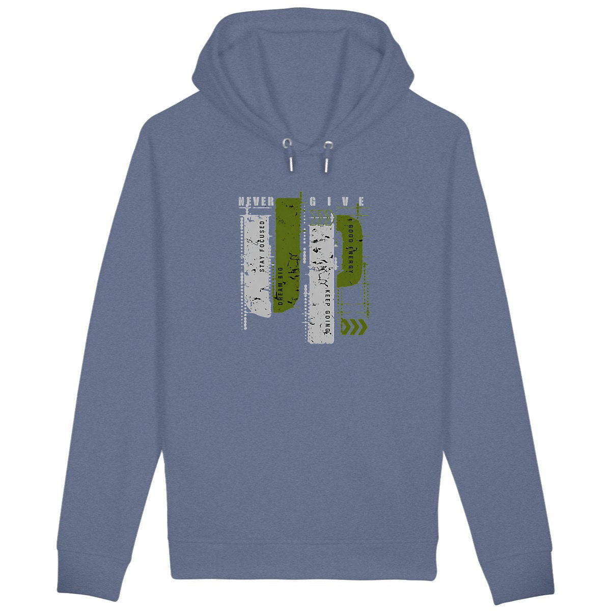 Sweat à capuche avec poches latérales : Élégance en gris et vert olive - face_bleuindigo