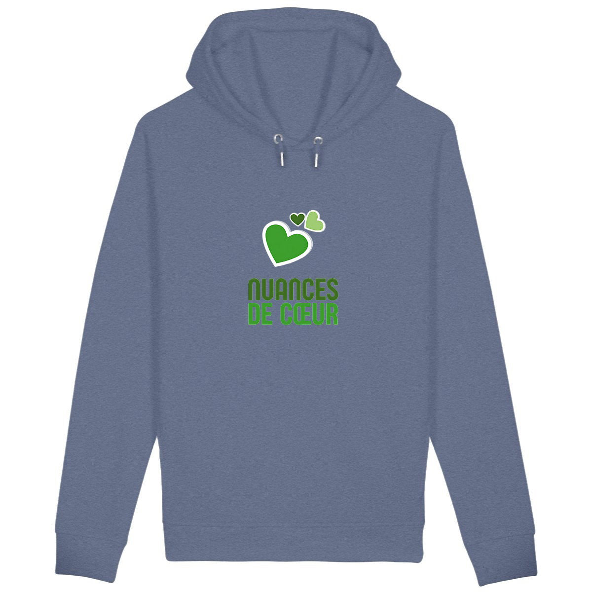 Sweat à capuche avec poches latérales - Amour en nuances de vert - face_bleuindigo
