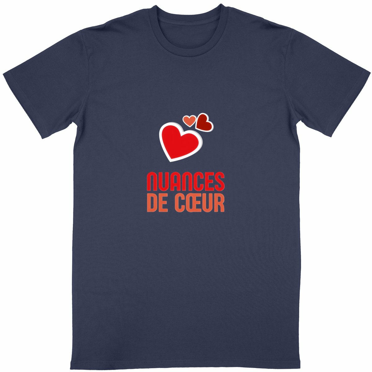 T-shirt Unisexe Classique - Nuances de Coeurs Rouges - face_bleumarine