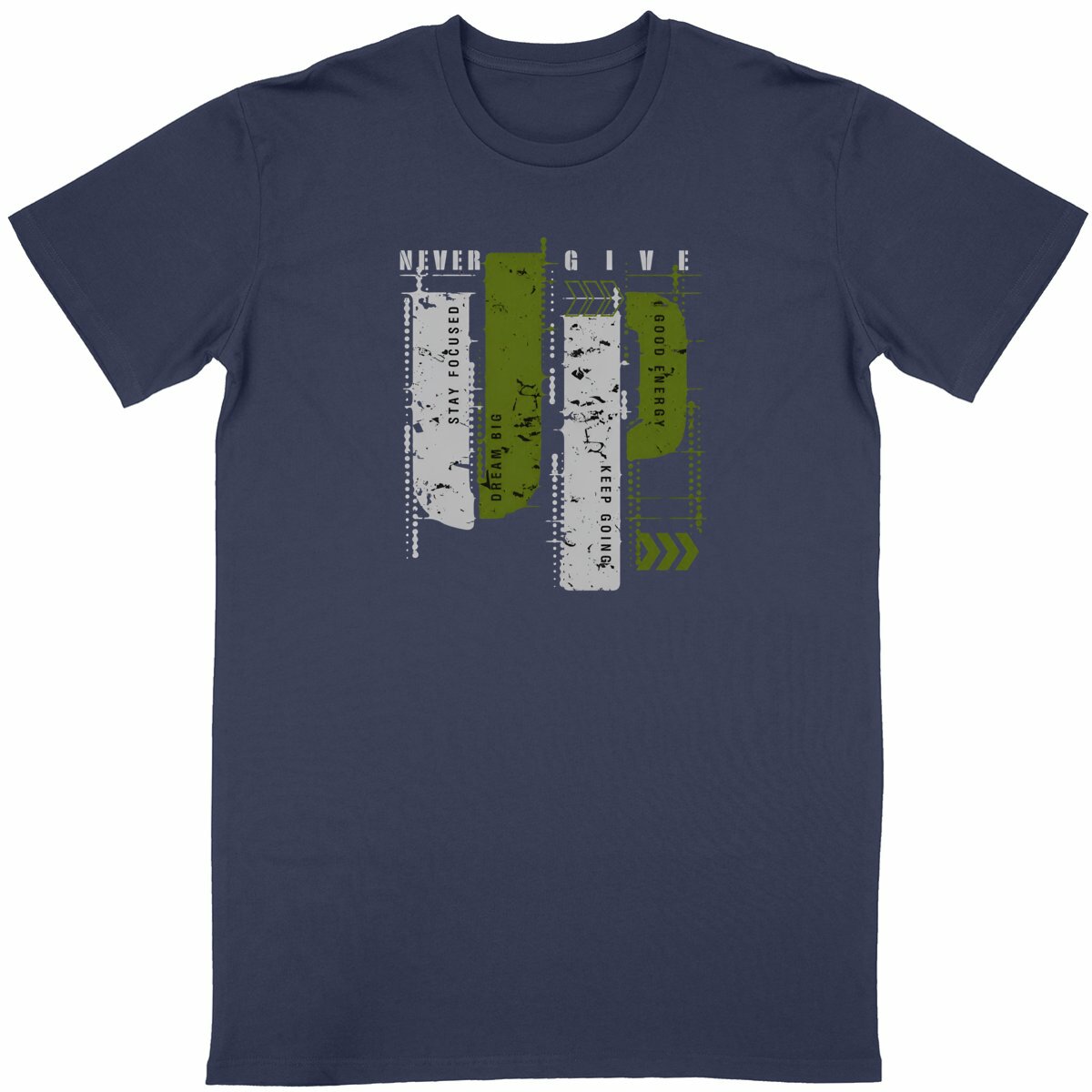 T-shirt Unisexe Classique en Gris et Vert Olive - face_bleumarine