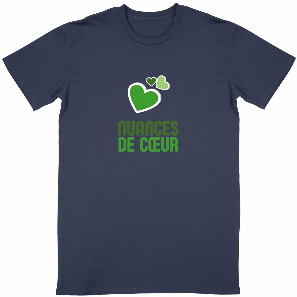 T-shirt Unisexe Classique : Amour en Nuances de Vert - face_bleumarine