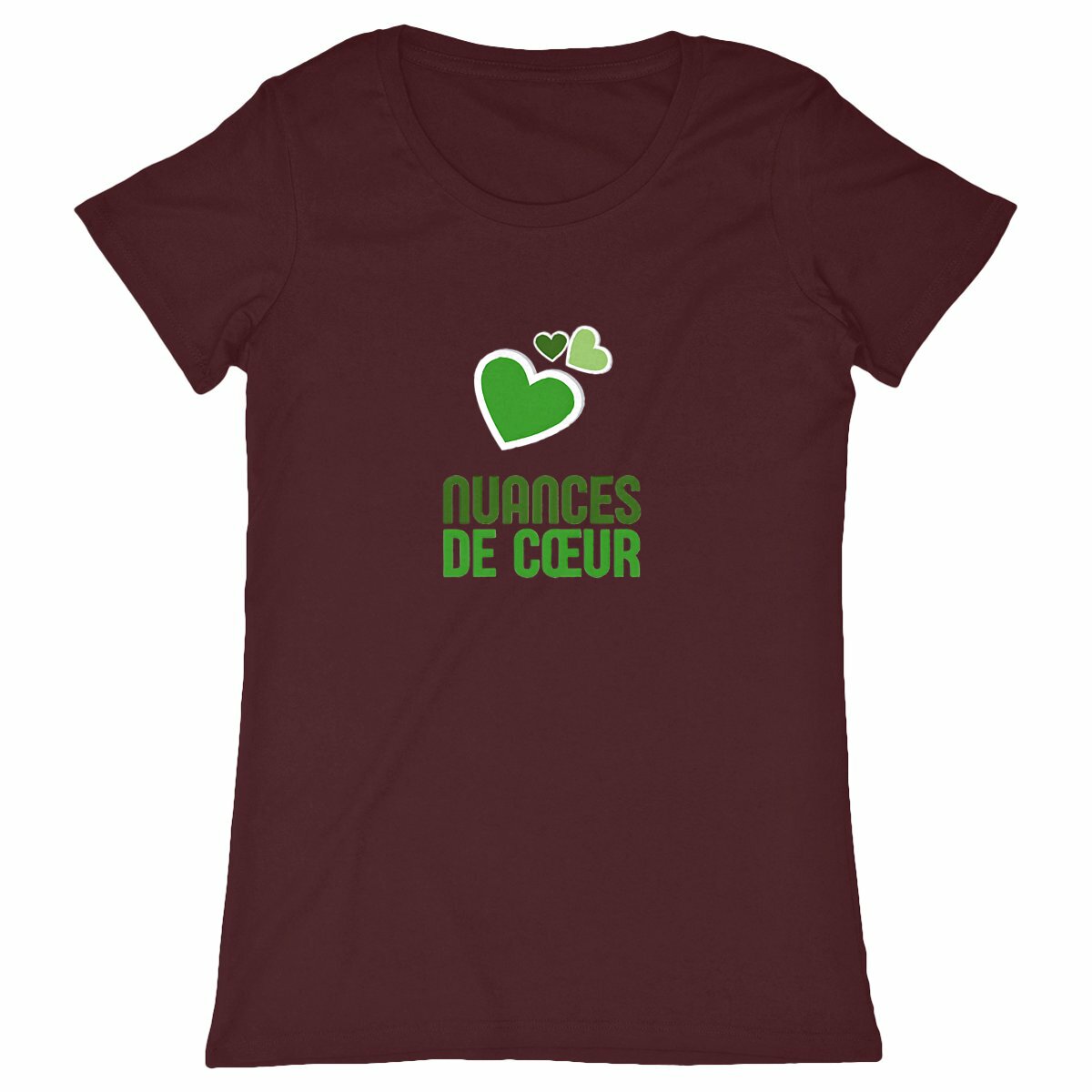 T-shirt Femme Classique – Nuances de Cœurs Verts - face_bordeaux