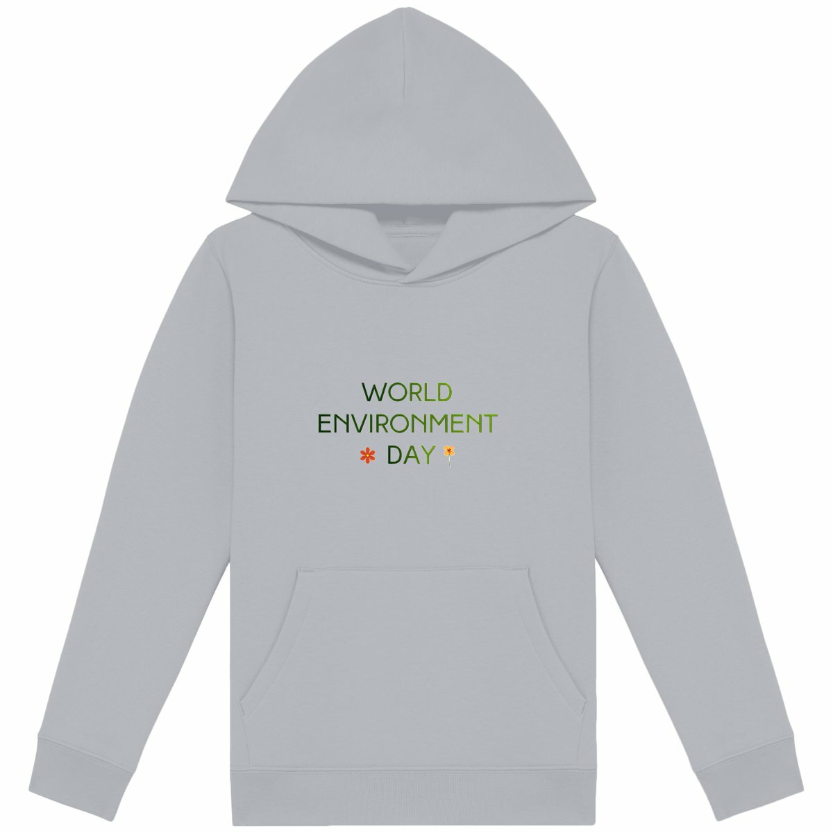 Sweat à capuche Léger Enfant - Célébrez la Journée Mondiale de l'Environnement - face_gris