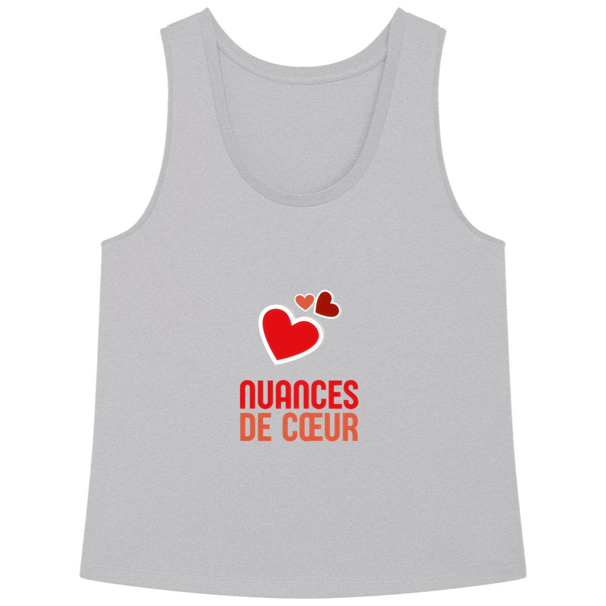 Débardeur Femme Ample : Amour en Nuances de Coeurs Rouges - face_gris