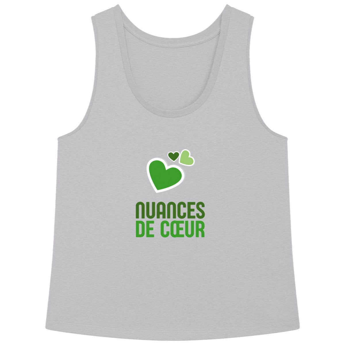 Débardeur Femme Ample : Élégance des Cœurs Verts - face_gris