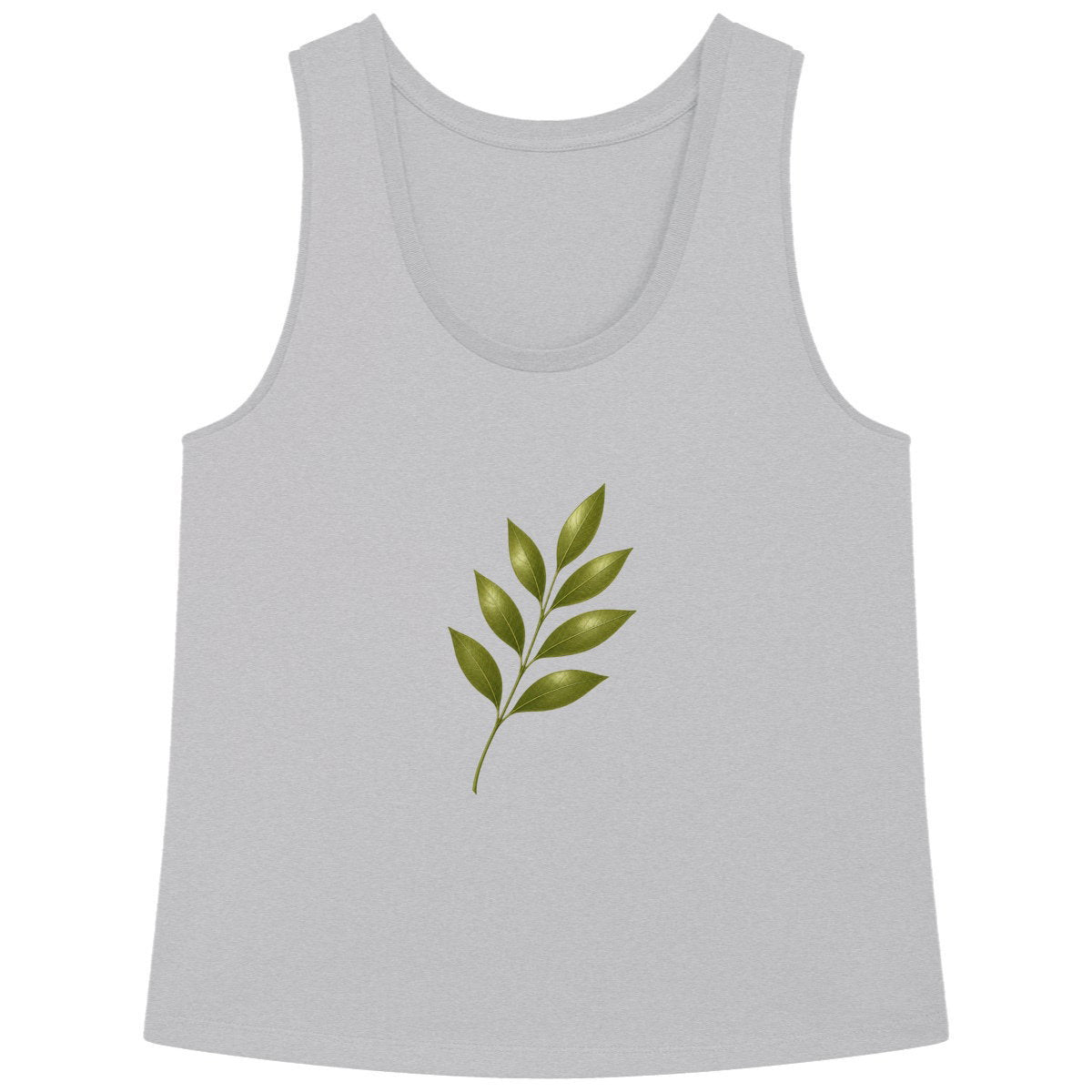 Débardeur Femme Ample - Élégance Naturelle avec Tige et Feuilles - face_gris