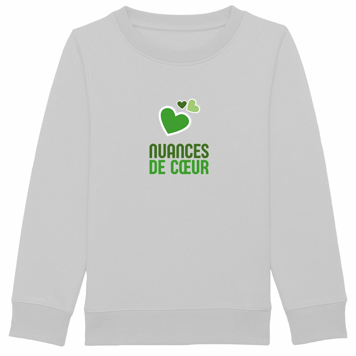 Sweat-shirt Epais Enfant : Nuances de Coeurs Verts - face_gris