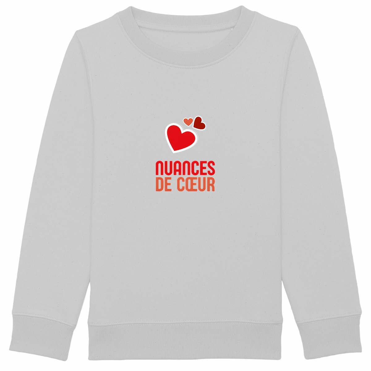 Sweat-shirt Epais Enfant - Nuances de Coeurs Rouges - face_gris