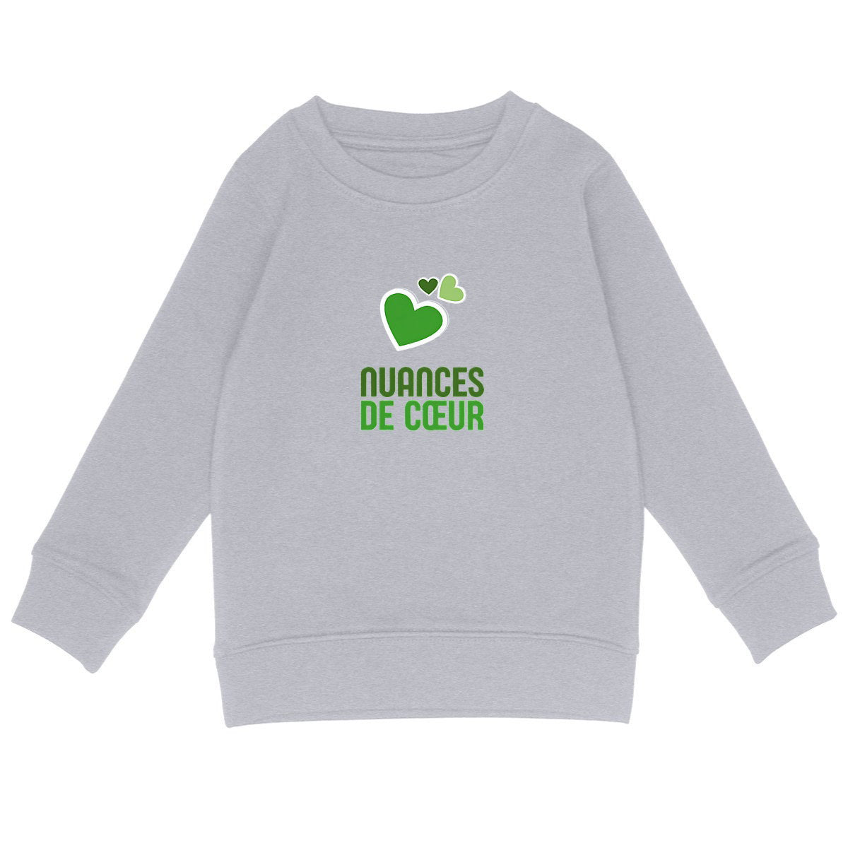 Sweat-shirt Léger Enfant - Douceur des Coeurs Verts - face_gris
