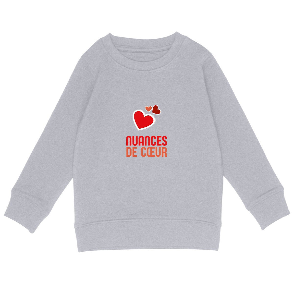Sweat-shirt Léger Enfant - Amour en Nuances de Coeurs Rouges - face_gris