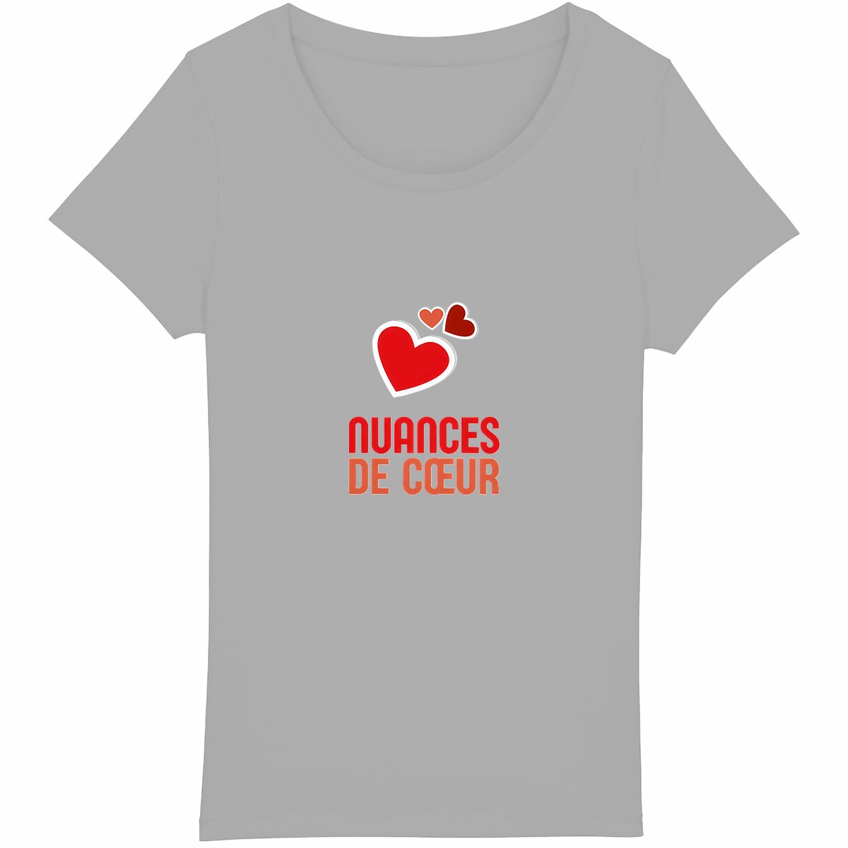 T-shirt Femme Léger : Élégance en Nuance de Coeurs Rouges - face_gris