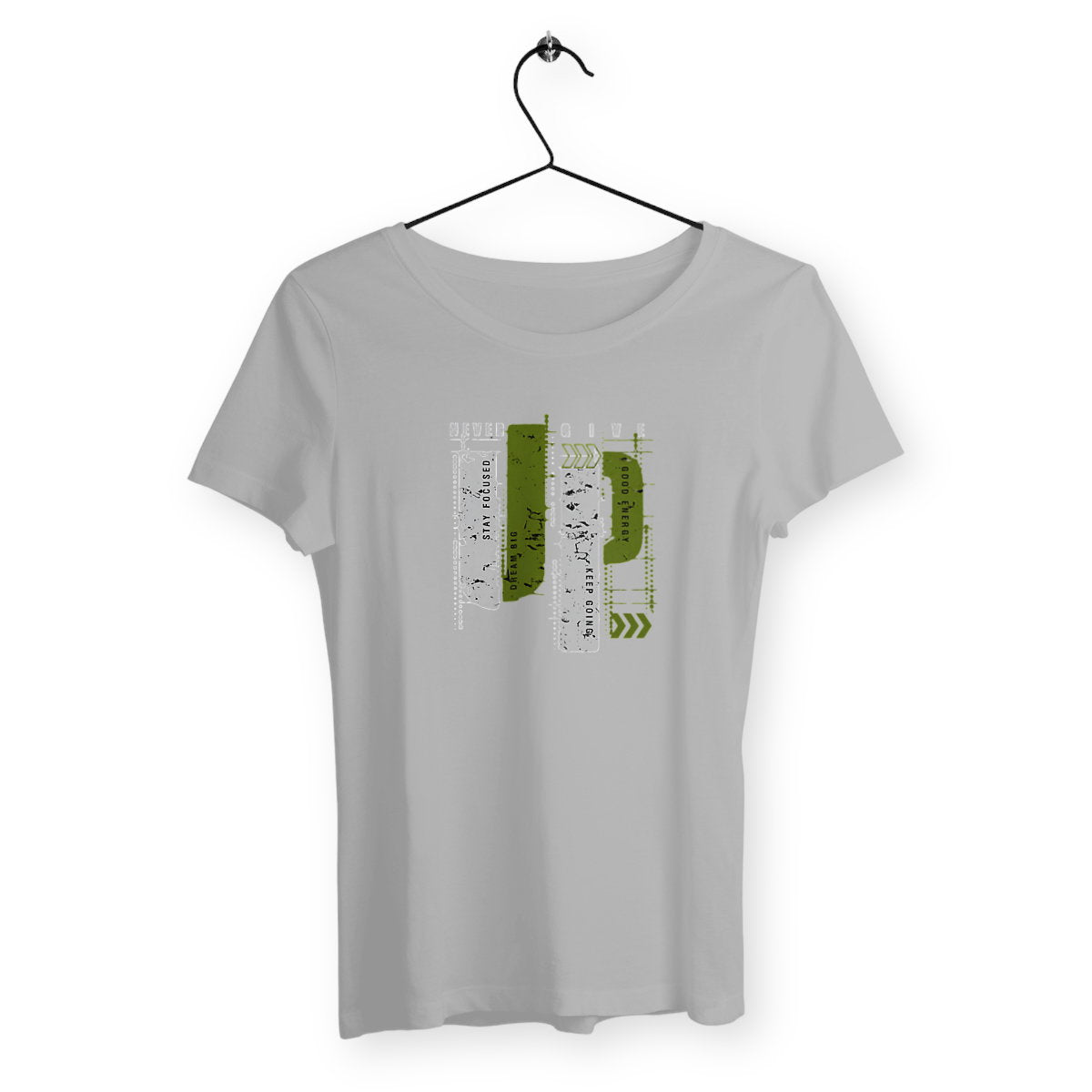 T-shirt Femme Léger : Élégance en Gris et Vert Olive - face_gris