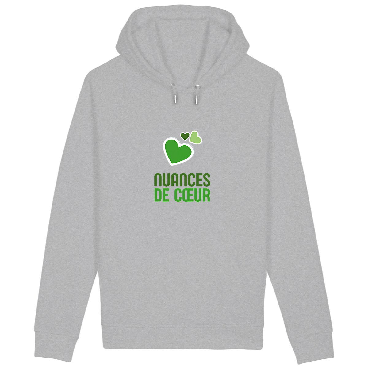 Sweat à capuche avec poches latérales - Amour en nuances de vert - face_gris