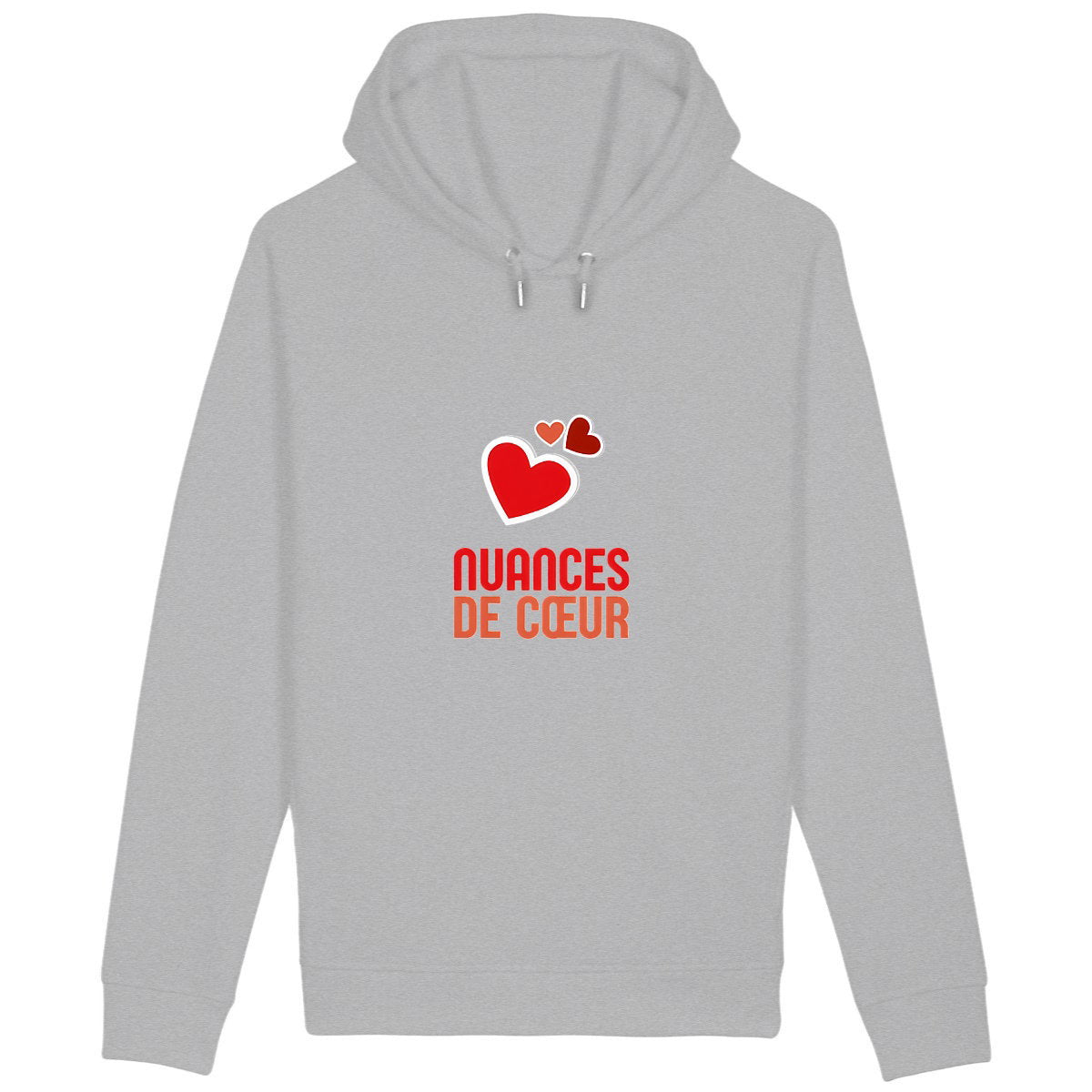 Sweat à capuche avec poches latérales - Nuances de coeurs rouges - face_gris