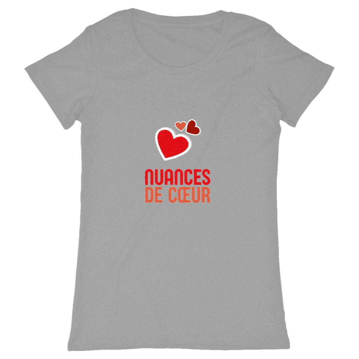 T-shirt Femme Classique : Amour en Nuances de Coeurs Rouges - face_gris