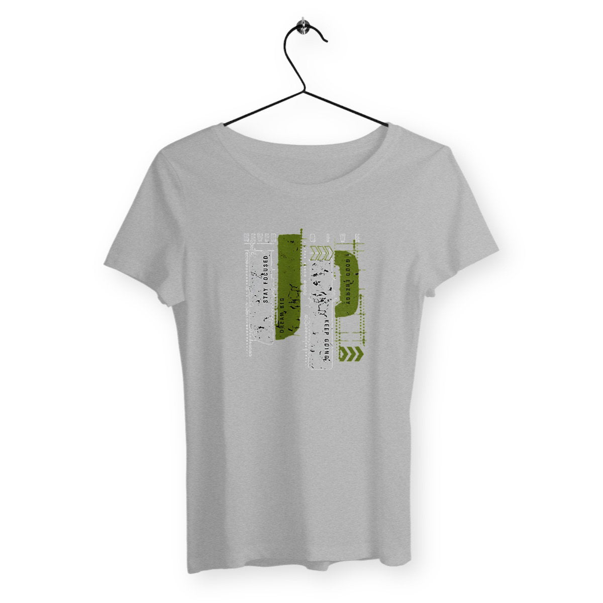 T-shirt Femme Classique : élégance en Gris et Vert Olive - face_gris