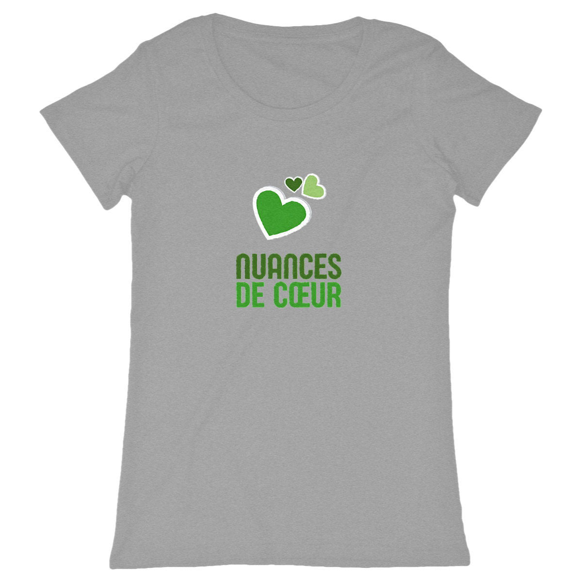 T-shirt Femme Classique – Nuances de Cœurs Verts - face_gris