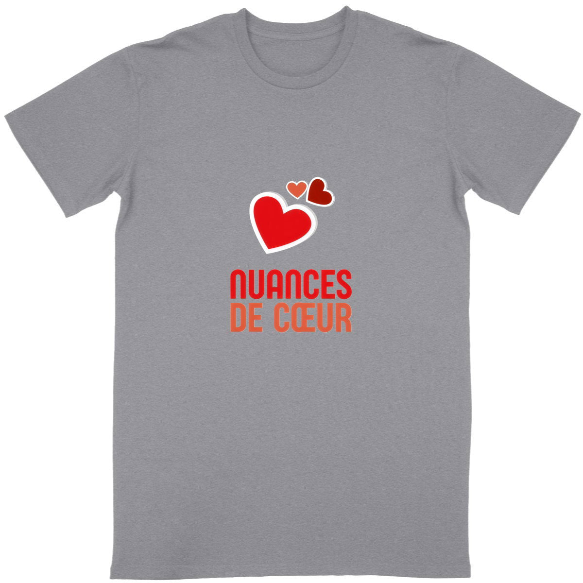 T-shirt Unisexe Classique - Nuances de Coeurs Rouges - face_gris