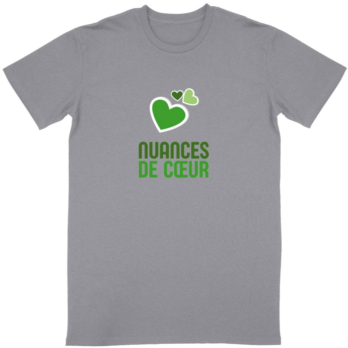 T-shirt Unisexe Classique : Amour en Nuances de Vert - face_gris