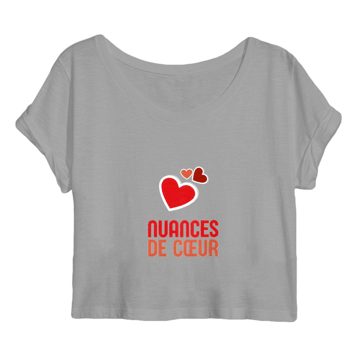 Crop top Femme : Nuances de cœurs rouges pour un look passionné - face_gris