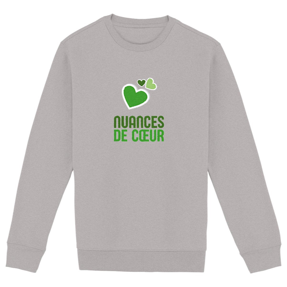 Sweat-shirt Epais Unisexe - Nuances de Coeurs Verts - face_gris