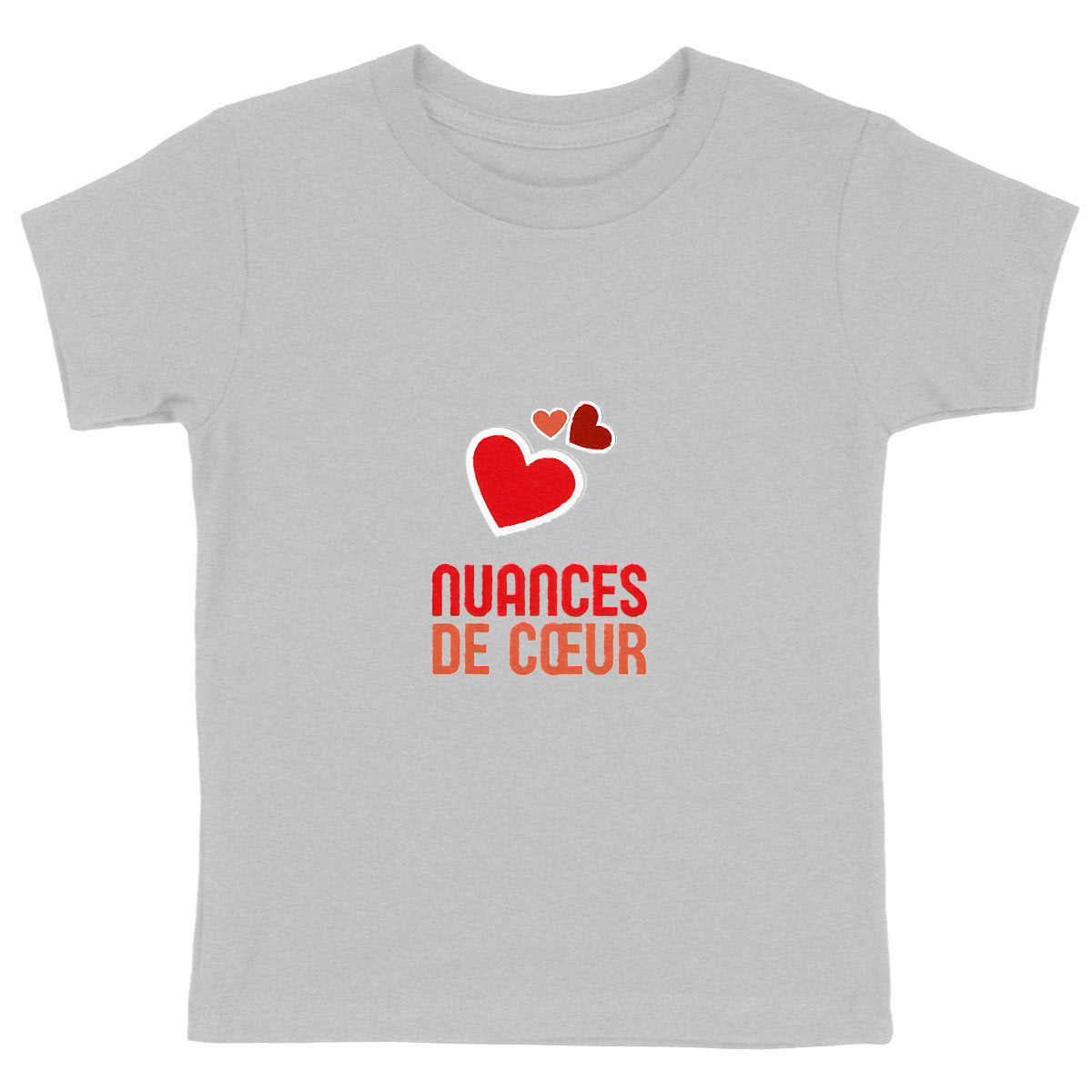 T-shirt Enfant Epais - Nuances de Coeurs Rouges - face_gris
