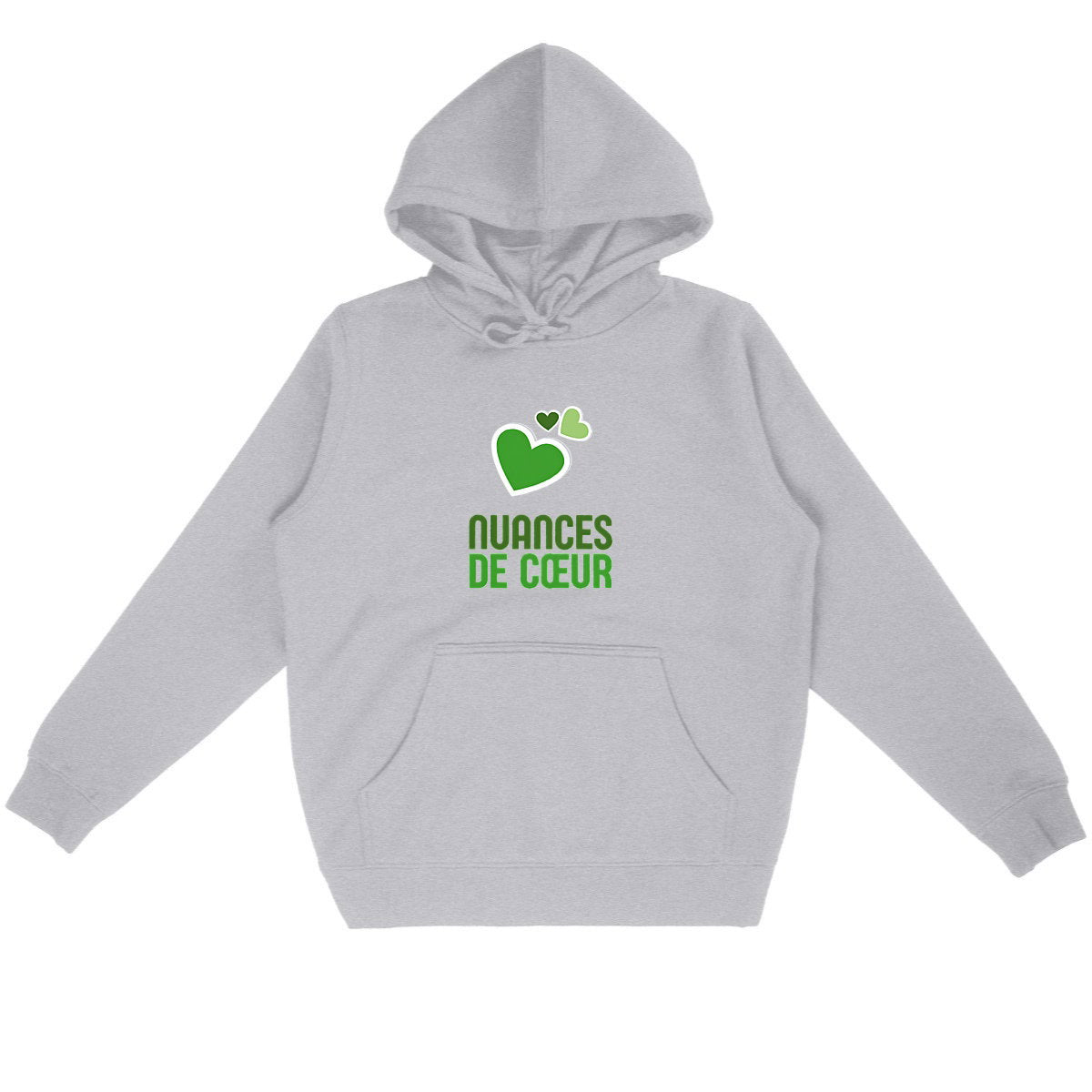 Sweat à capuche Léger Unisexe - Amour en Nuances de Verts - face_gris