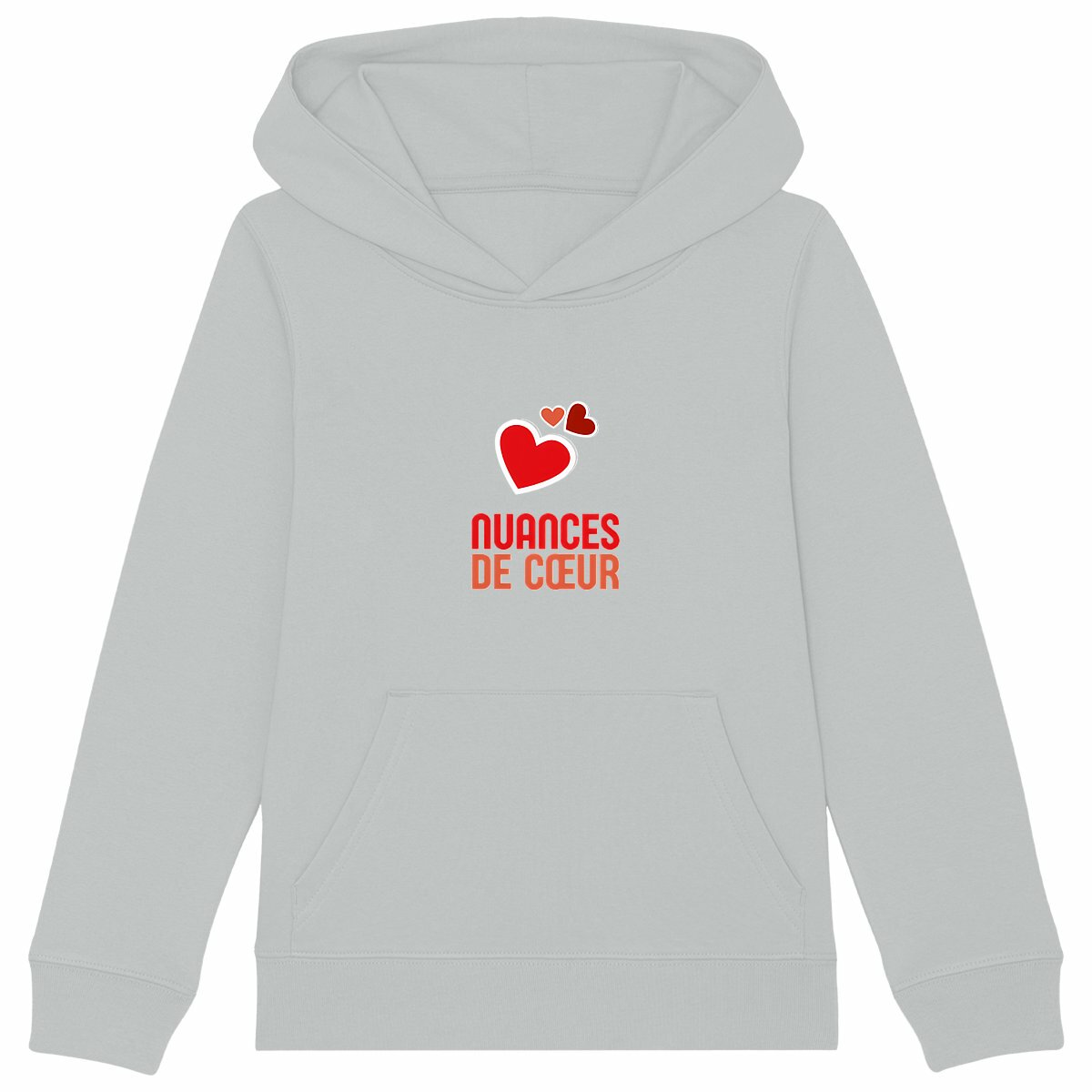 Sweat à capuche Epais Enfant - Amour en Nuances de Coeurs Rouges - face_gris