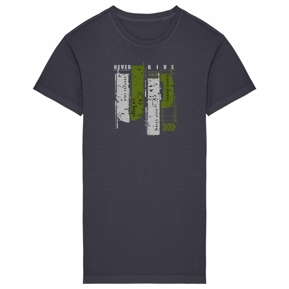 Robe T-shirt Vintage Femme - Élégance en Gris et Vert Olive - face_grisanthracite