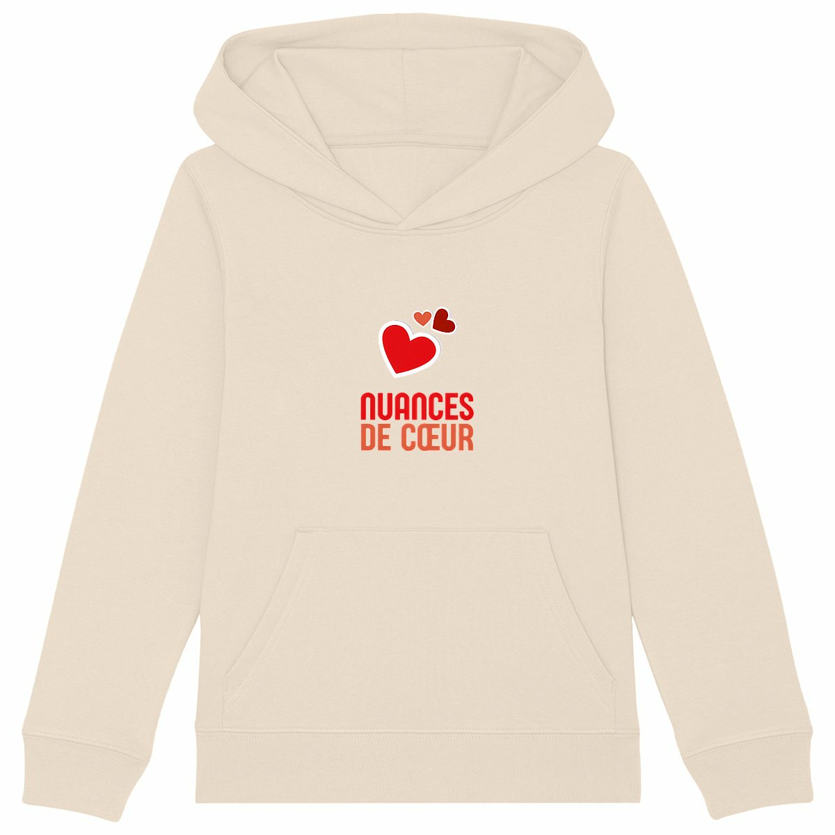 Sweat à capuche Epais Enfant - Amour en Nuances de Coeurs Rouges - face_ivoire