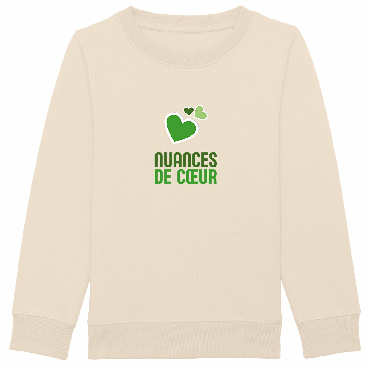 Sweat-shirt Epais Enfant aux Nuances de Coeur Vert - face_ivoire