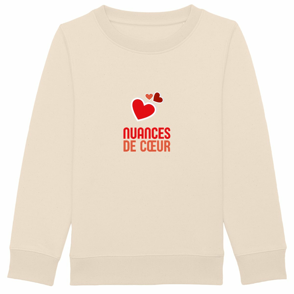 Sweat-shirt Epais Enfant - Nuances de Coeurs Rouges - face_ivoire