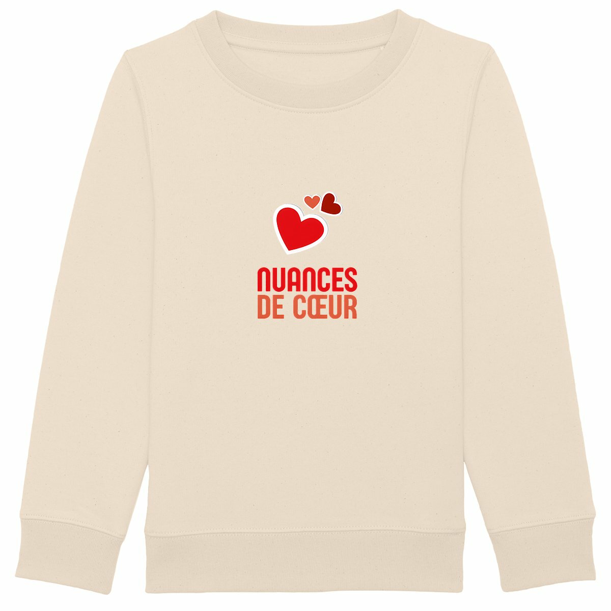 Sweat-shirt Epais Enfant - Amour en Nuances de Coeurs Rouges - face_ivoire