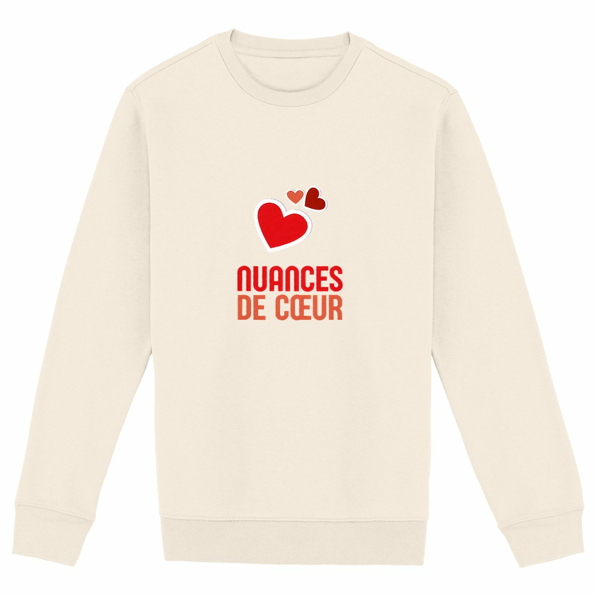 Sweat-shirt Epais Unisexe - Célébrez l'Amour avec des Coeurs Rouges - face_ivoire