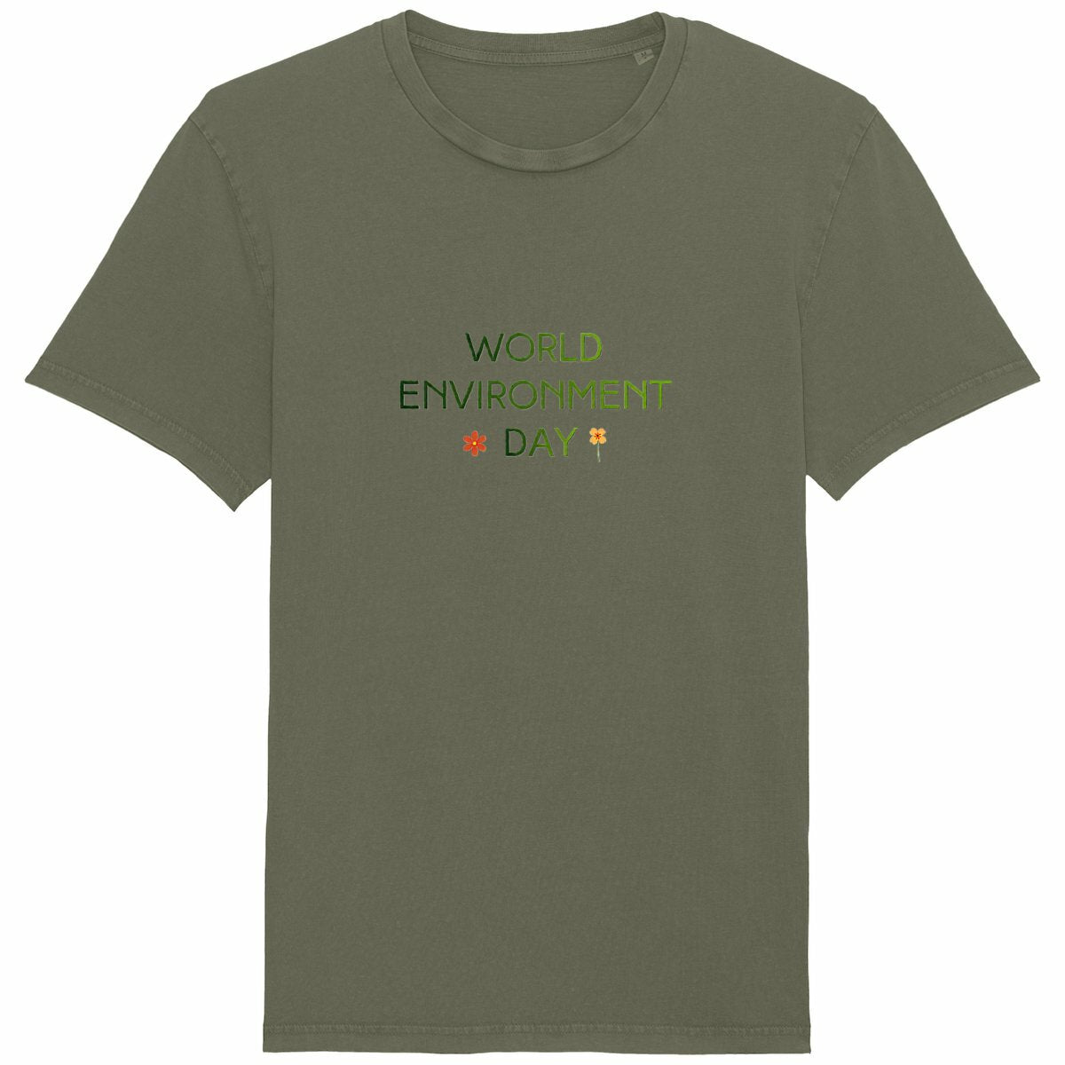 T-shirt Unisexe Vintage : Célébrez la Journée Mondiale de l'Environnement - face_kaki