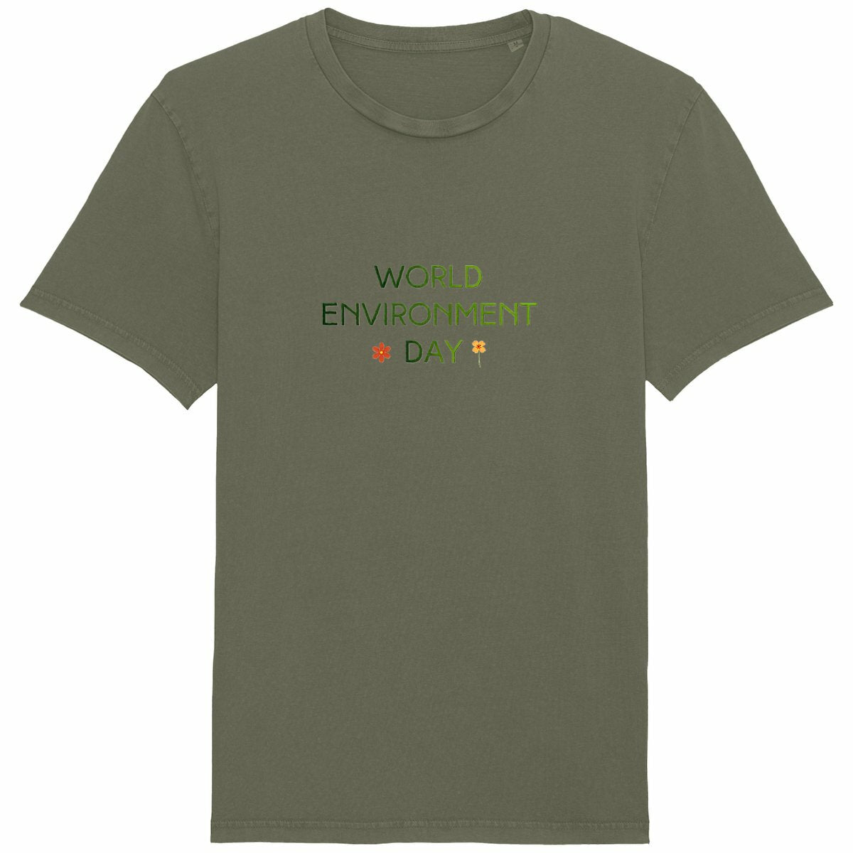 T-shirt Unisexe Vintage : Célébrez la Journée Mondiale de l'Environnement - face_kaki