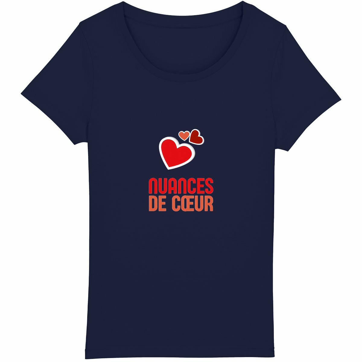 T-shirt Femme Léger : Élégance en Nuance de Coeurs Rouges - face_marine