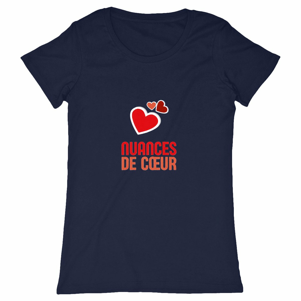 T-shirt Femme Classique : Amour en Nuances de Coeurs Rouges - face_marine