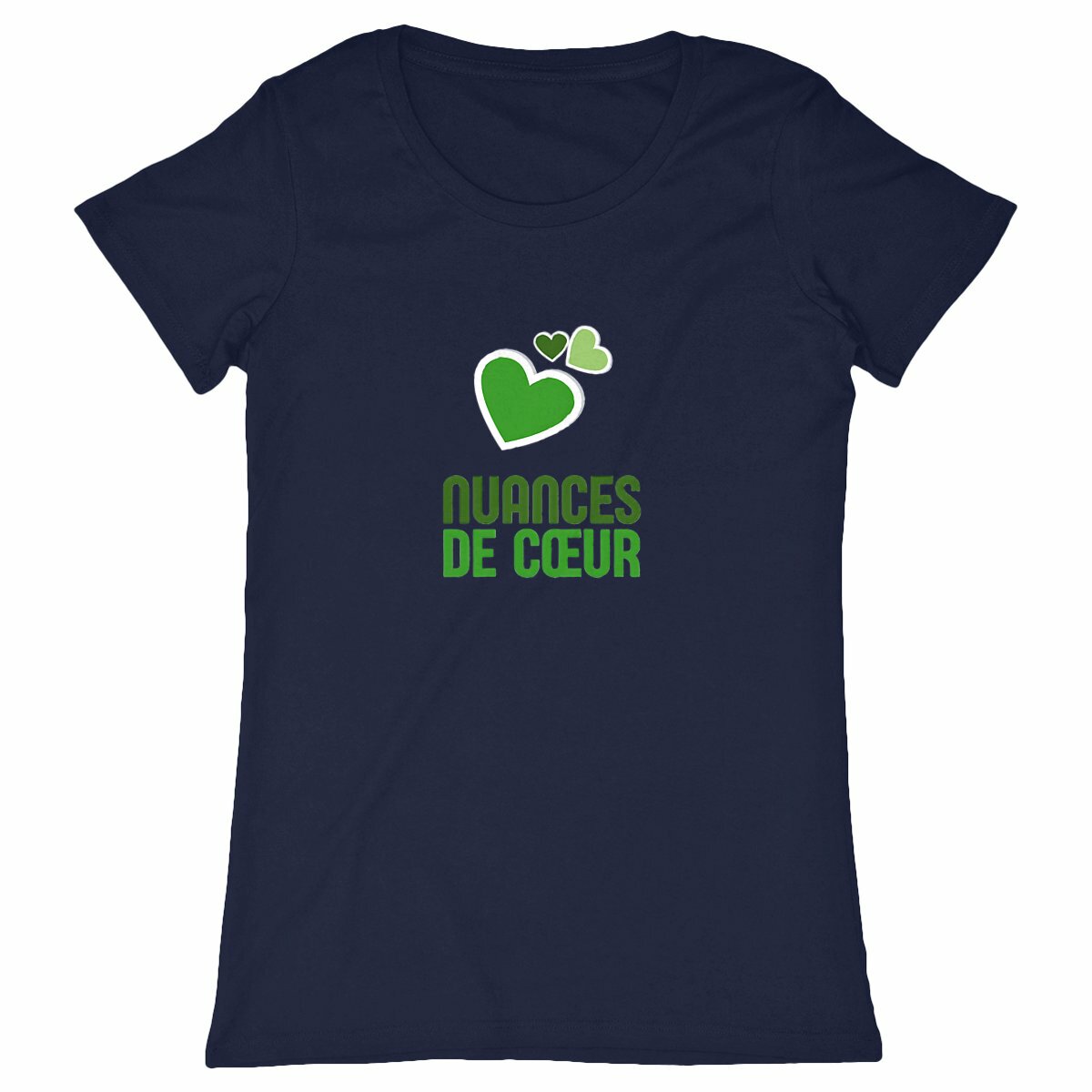 T-shirt Femme Classique – Nuances de Cœurs Verts - face_marine