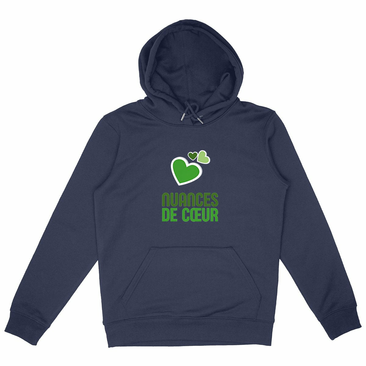 Sweat à capuche Epais Unisexe : Nuances de Cœurs Verts - face_marine