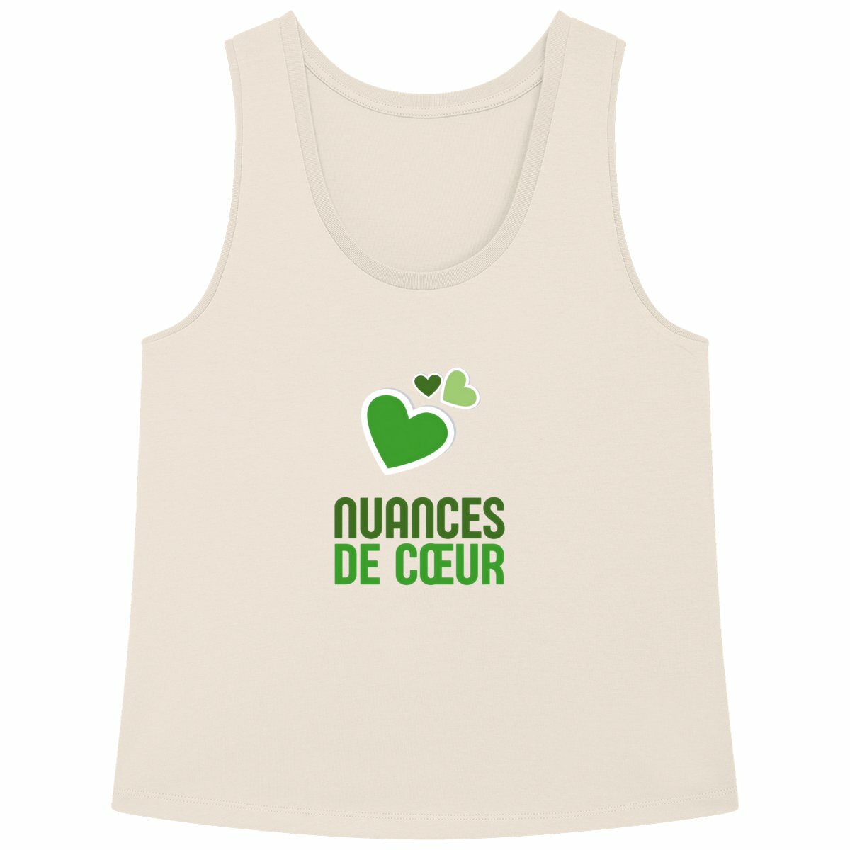Débardeur Femme Ample : Élégance des Cœurs Verts - face_naturel
