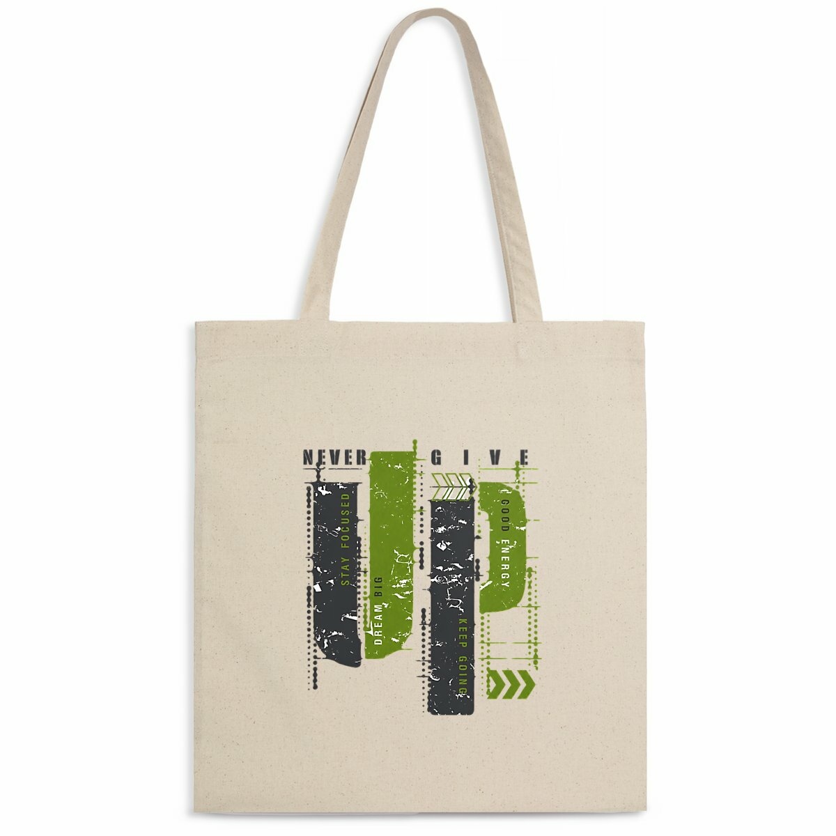 Totebag léger : Élégance en gris et vert olive - face_naturel