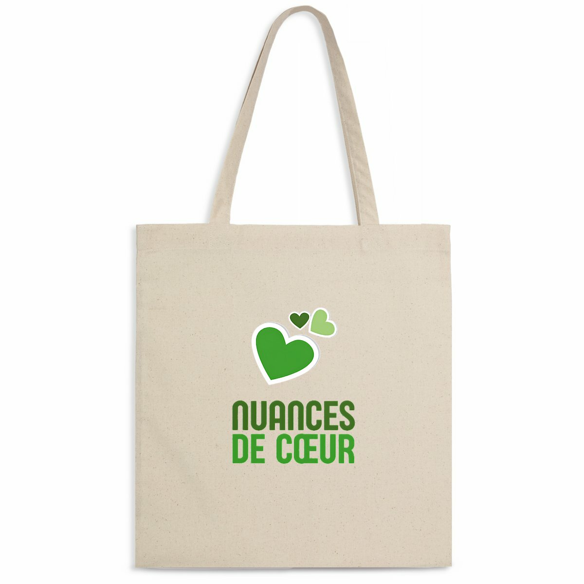 Totebag léger : Éclat de cœurs verts pour un style unique - face_naturel