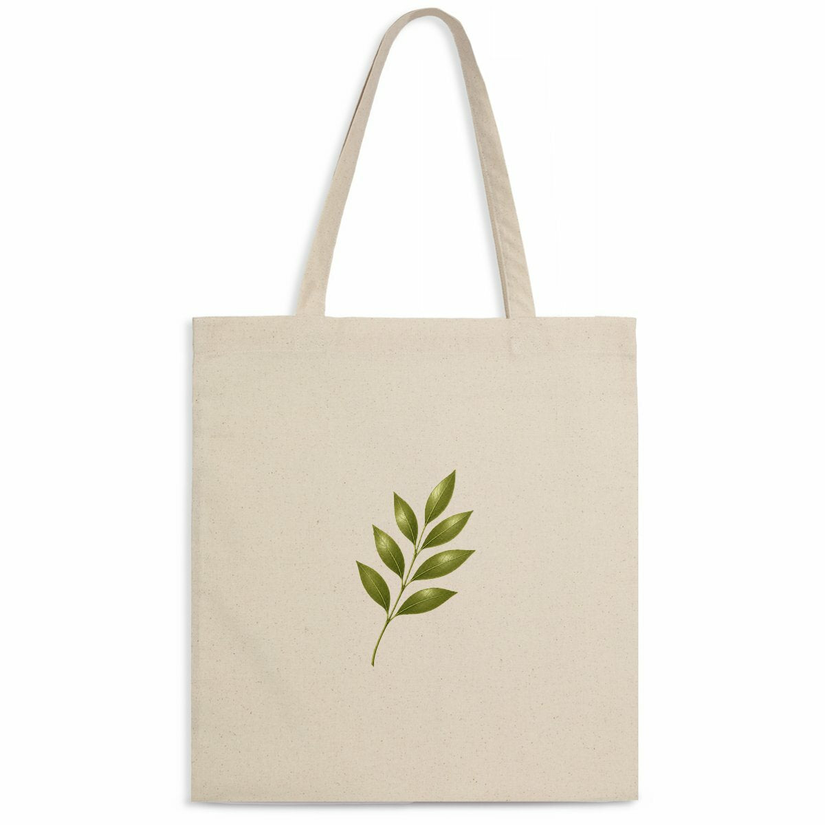 Totebag léger - Élégance naturelle avec tige et feuilles vertes - face_naturel