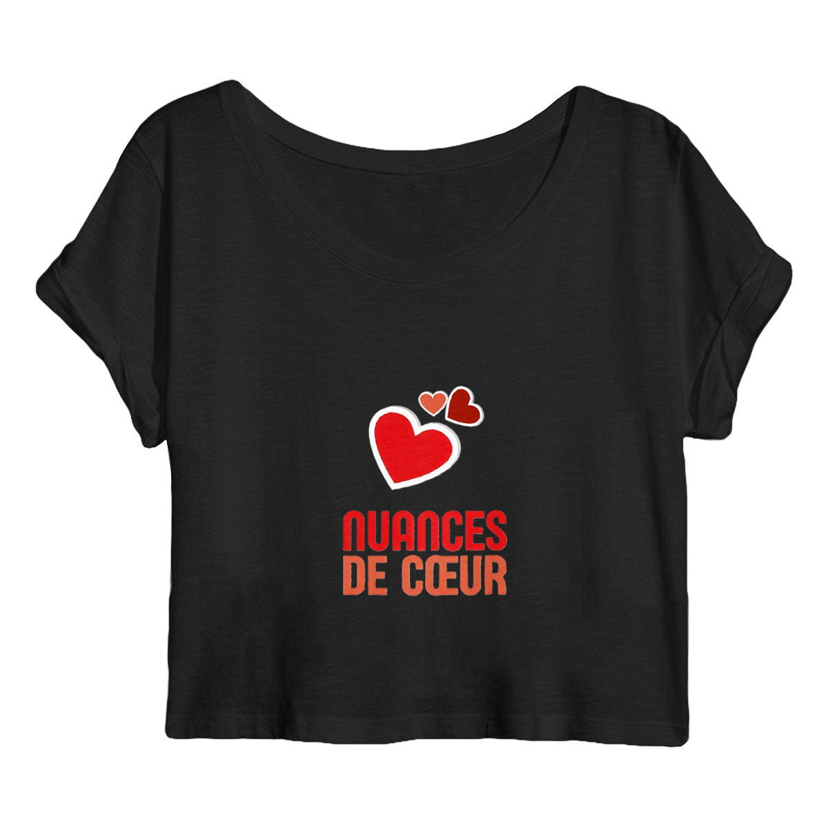 Crop top Femme : Nuances de cœurs rouges pour un look passionné - face_noir