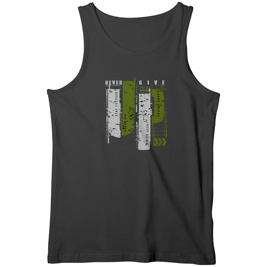 Débardeur Homme : Élégance en Gris et Vert Olive - face_noir