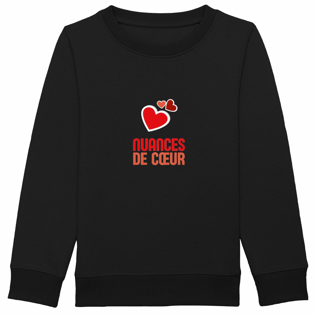 Sweat-shirt Epais Enfant - Amour en Nuances de Coeurs Rouges - face_noir