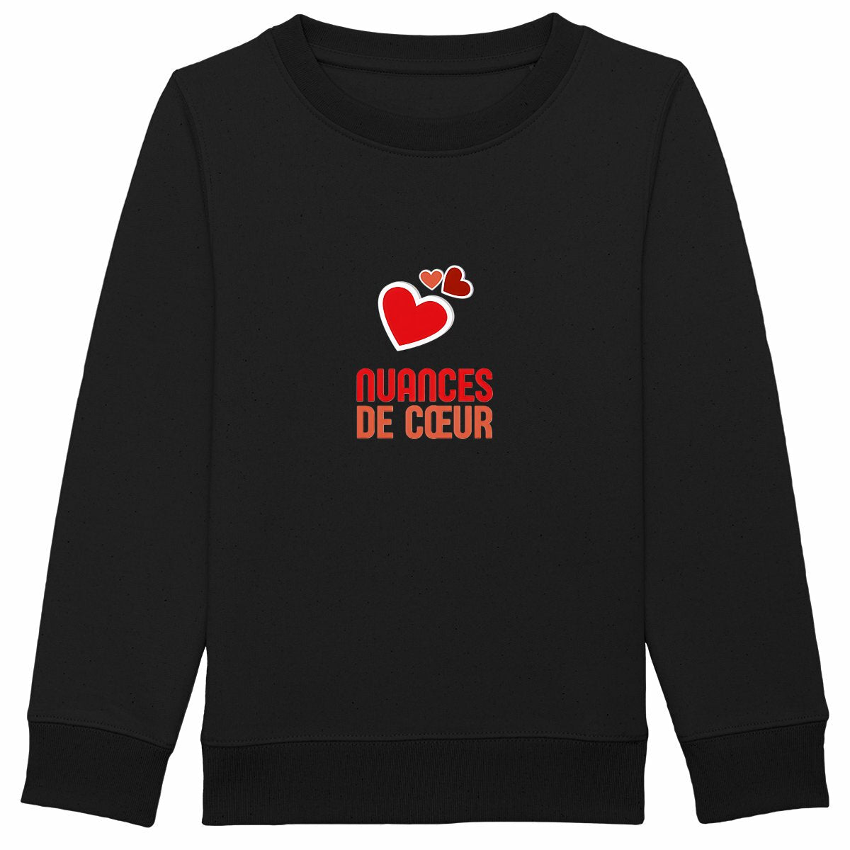 Sweat-shirt Epais Enfant - Nuances de Coeurs Rouges - face_noir