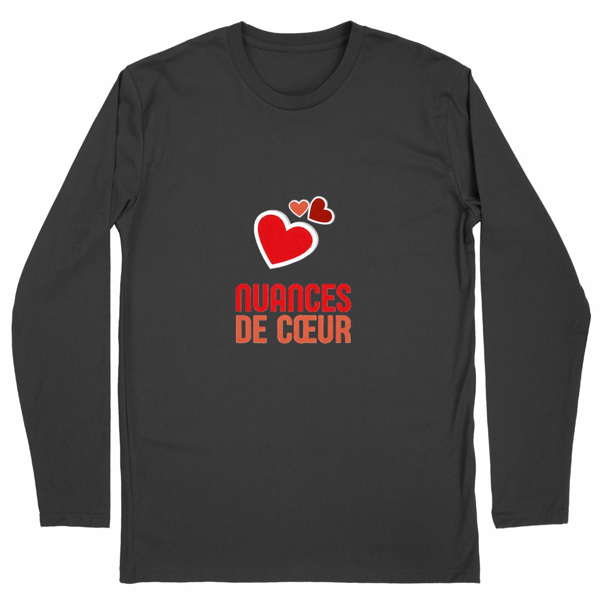 T-shirt Homme classique manches longues - Amour en nuances de coeurs rouges - face_noir