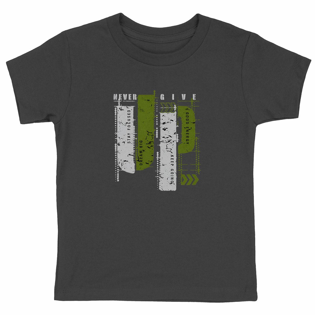 T-shirt Enfant Epais : Élégance en Gris et Vert - face_noir
